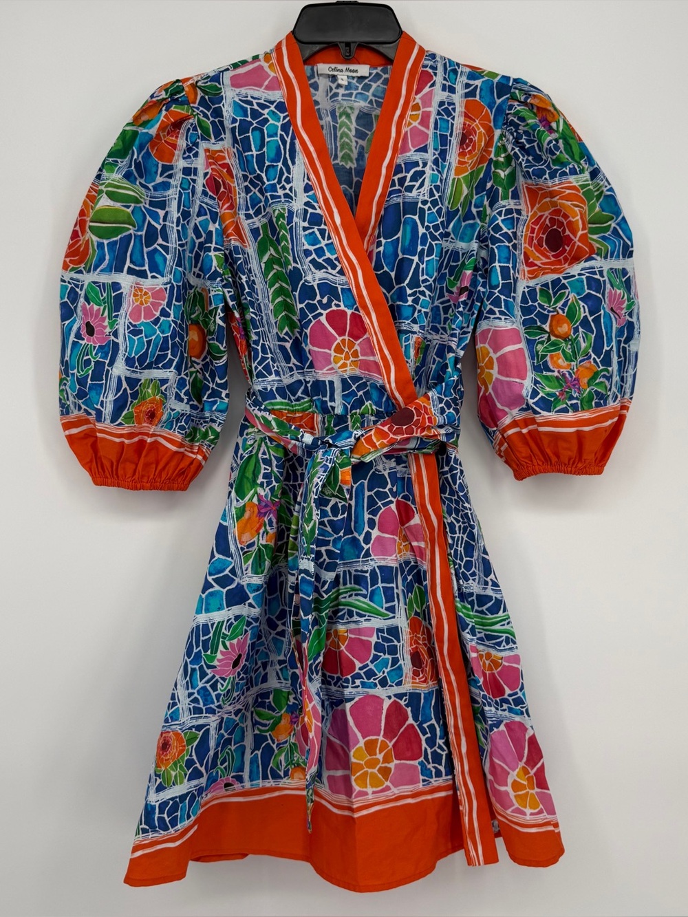 Celina Moon Puff sleeves colorful wrap dress